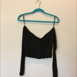 Black Off The Shoulder Crop Top